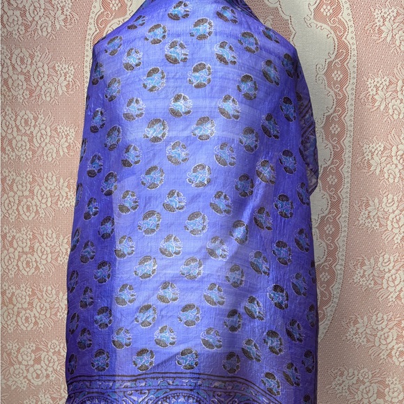 Vintage 100% Silk Purple Scarf 34” Square - Picture 5 of 6